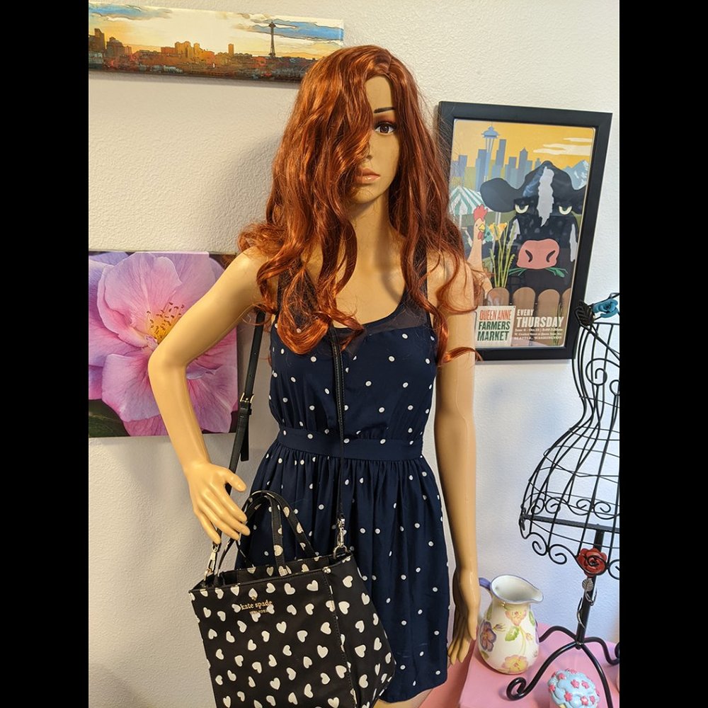 Kimchi Blue Navy Polka Dot Sleeveless Mini Dress Size XS
